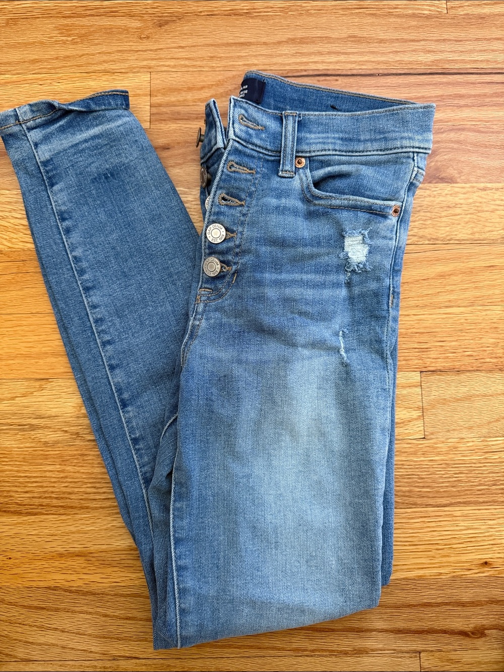 GAP Light Blue High-Rise Button-Fly Skinny Jeans
